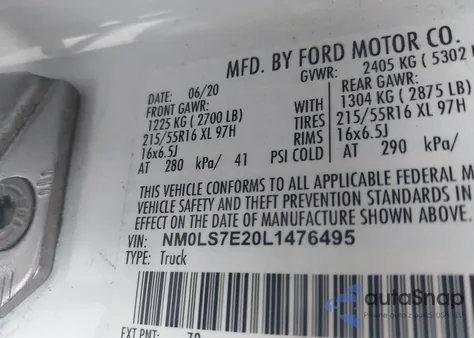 2020 Ford Transit Connect Xl from USA, damaged, VIN NM0LS7E20L1476495